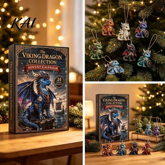 Dragon Fan Collection Christmas Advent Calendar 2026, 2D Flat Acrylic Ornaments, 24 Days Countdown Gift Box for Kids, Fantasy Lovers Themed