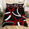 Geometric Circles Duvet Cover Red And Black Quilt Set Suitable For Children Kids Boys Girls Teenagers Abstract Art Bedding Set