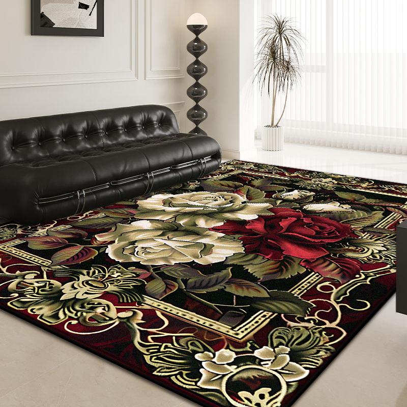 European Style Flower Carpets for Living Room 3D Retro Decoration Home Antiskid Carpet Hall Area Floor Mat Room Decor Large Rug