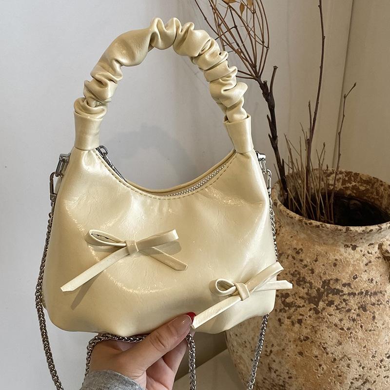 Summer Bow Underarm Bag Women's Leisure Commuter Niche Pleated Cloud Bag Dumpling Bag