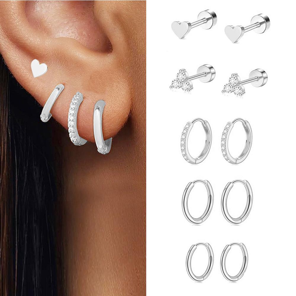 14K Gold Stainless Steel Earrings Flat Back Earrings Small Cartilage Hoop Earring for Women Hypoallergenic Multiple Piercing