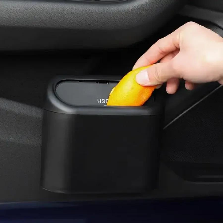 Top Quality Car Bin Hanging Vehicle Trash Garbage Dust Case Storage Box Black Square Pressing Type Can Auto Interior Accessories