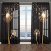 Golden Dandelion Flower Pattern Printed Curtains Suitable Bedroom Living Room Home Decoration Curtain Made Of Polyester Washable Great Ready