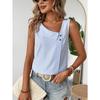 Ärmellose Gestreifte Schräger Halsausschnitt Damenbluse Neues Damen Casual Lockeres Oberteil Einfach Elegant Mode Süßes Büro-T-Shirt Streetwear Knöpfe Kleidung