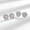 925 Sterling Silver Fashion Light Luxury Pink Zircon Love Small Stud Earrings Birthday Party Anniversary Gift