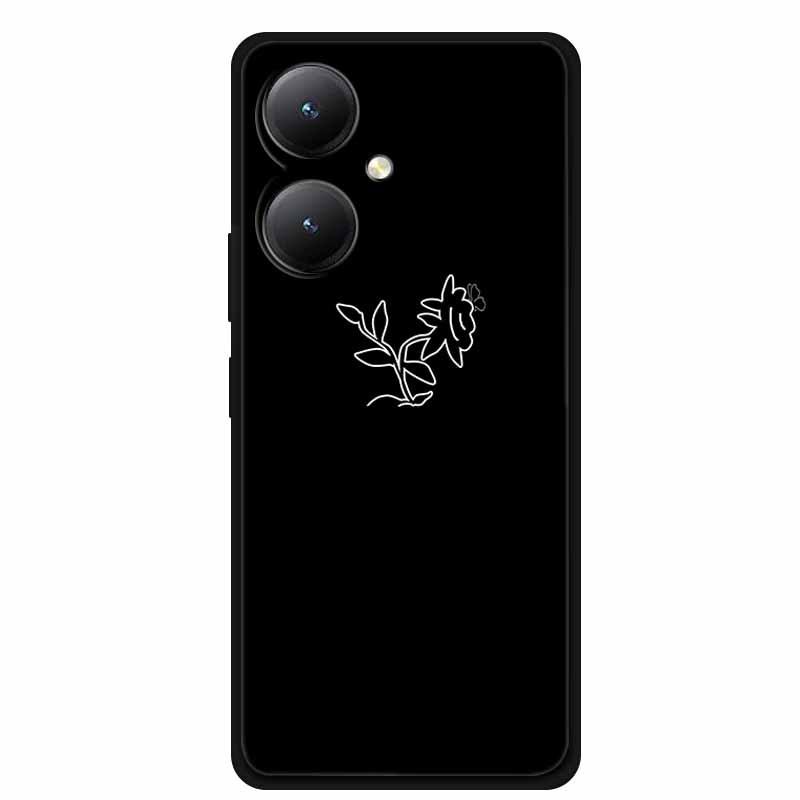 Black TPU Soft Case for Y27 4G, Y35, Y35m+, Y55T 5G Phones - Cross-Line Design