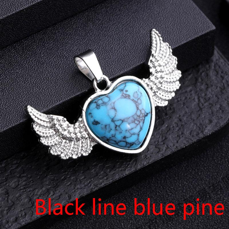 Natural crystal heart-shaped angel wings pendant necklace Heart Shaped Stone Pendants necklace Charms Crystal Chakra Beads DIY