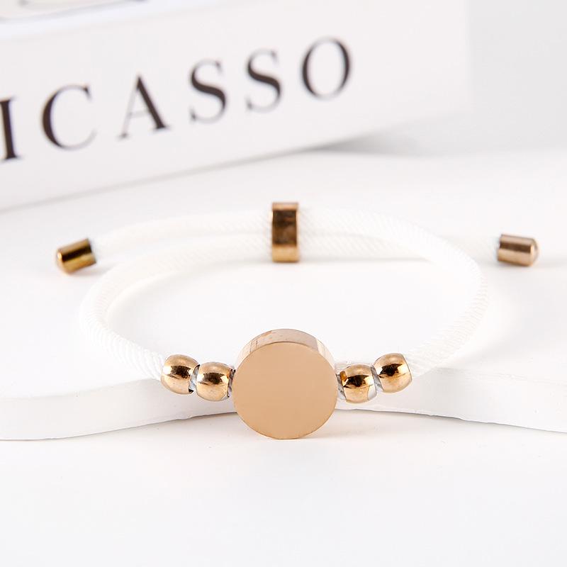 Stainless Steel Multi-Color Adjustable Bracelet with Round Tag for Laser Engraving, 15mm Hole