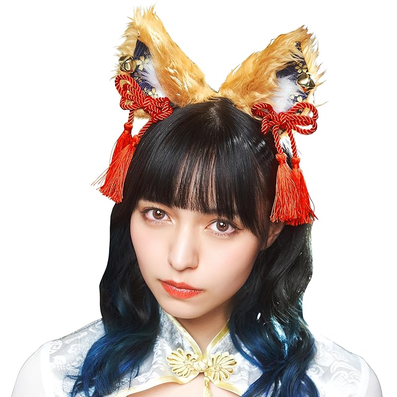 

[Clear Stone] Japanese pattern accessories cosplay halloween Japanese pattern headband brown fox unisex brown