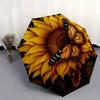 Golden Sunflower Butterfly Wall Art DecorUmbrella, Portable 3-Fold Compact Umbrella for Men & Women Gift