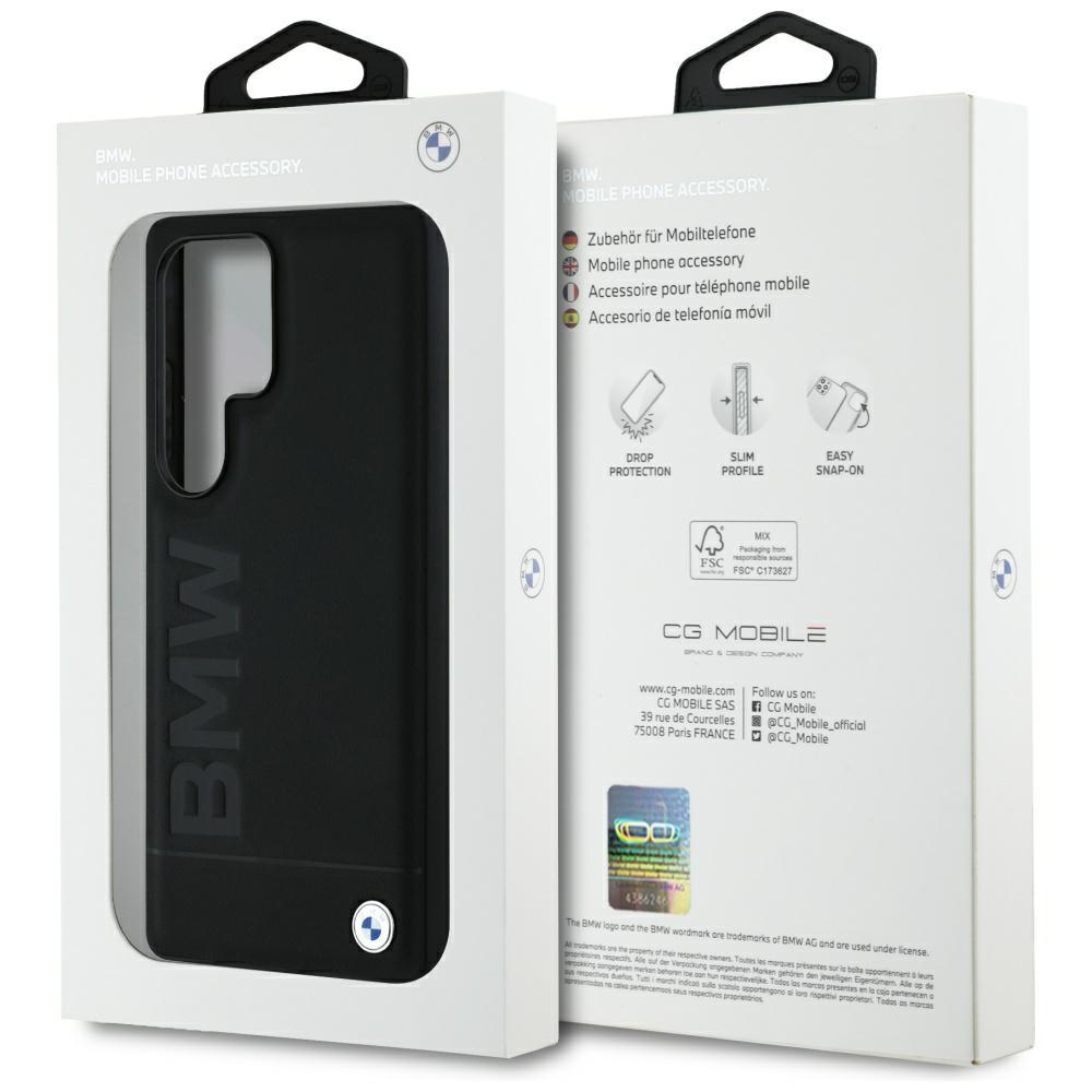 BMW Leather Big Wordmark Case for Samsung Galaxy S25 Ultra Black