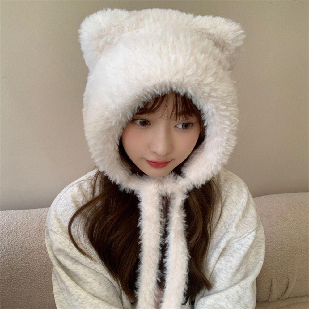 Cartoon Ear Protection Hat Korean Style Cute Cat Ear Hat Fashion Plush Earmuffs Cap  Women