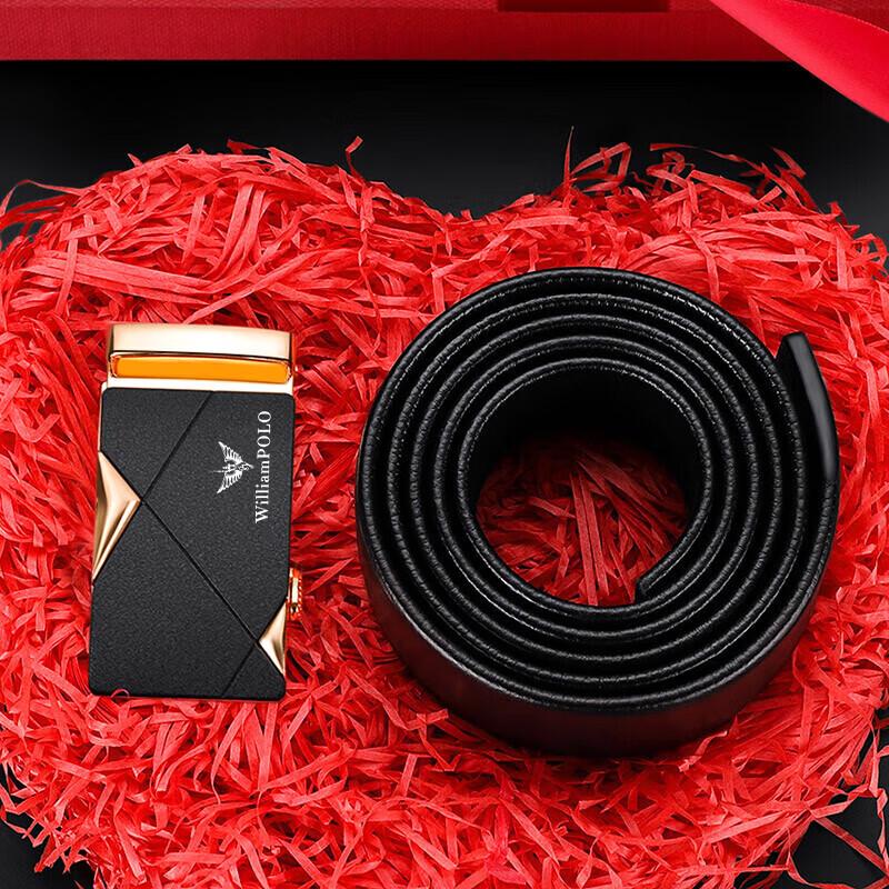 WILLIAMPOLO Men's First Layer Cowhide Automatic Buckle Belt