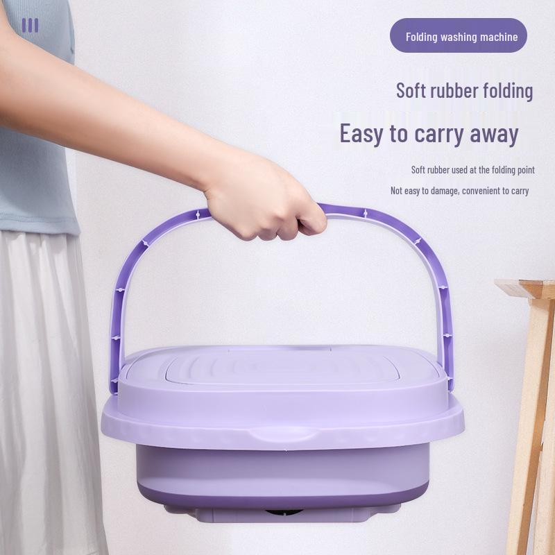Compact Foldable Automatic Mini Washing Machine for Underwear and Socks - Ideal for College Students