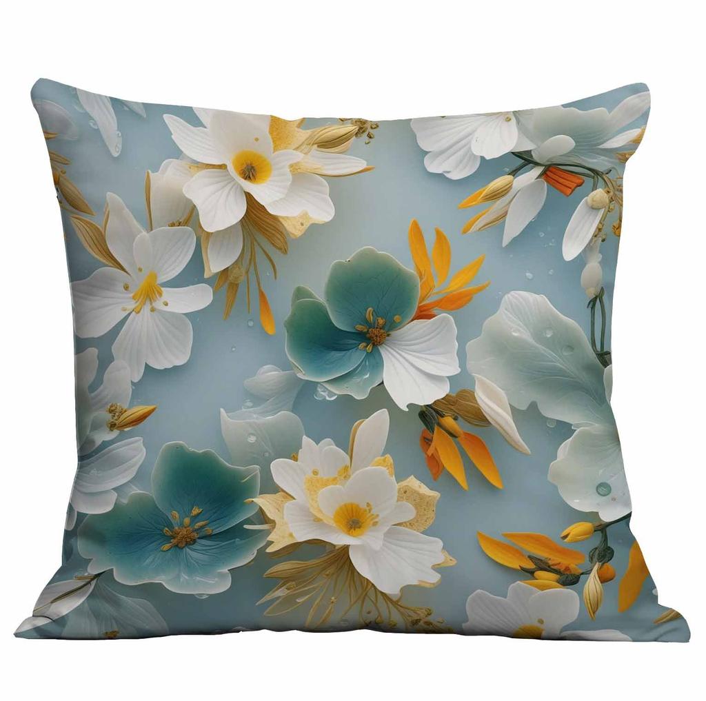 Spring and Summer 3D Floral Print Pillowcase Home Sofa Cushion Pillowcase