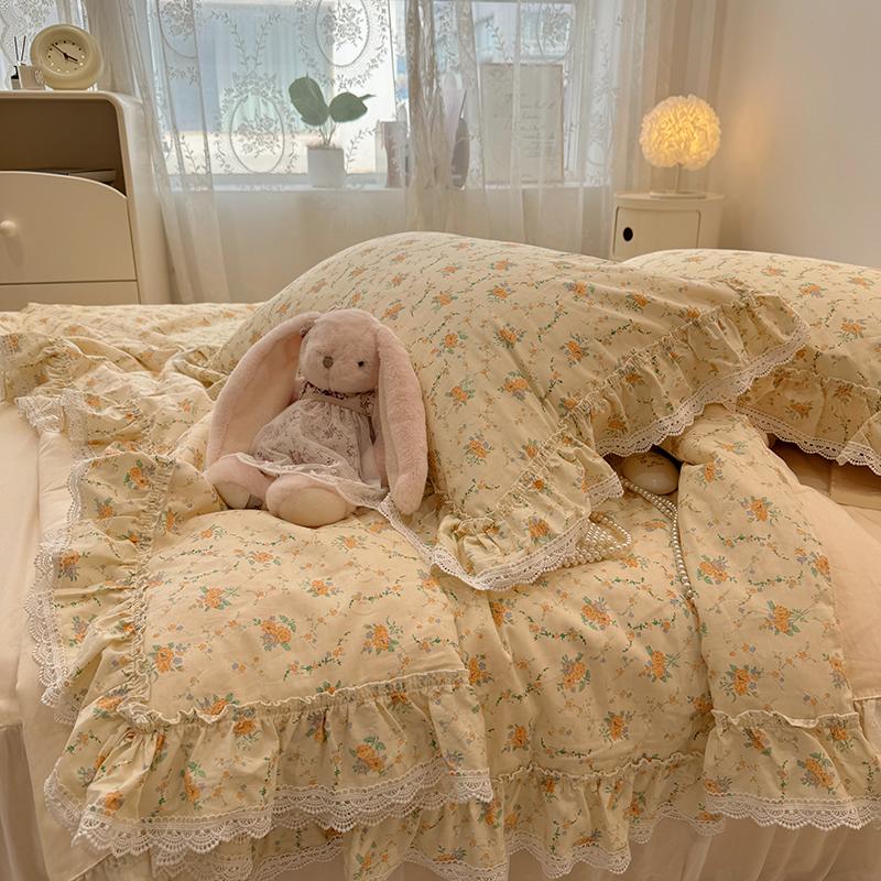 Summer Quilt   2024 New  Cotton Korean Ins Lace Fragmented Series  Air Condition Quilt High Quality Summer Blanket Set