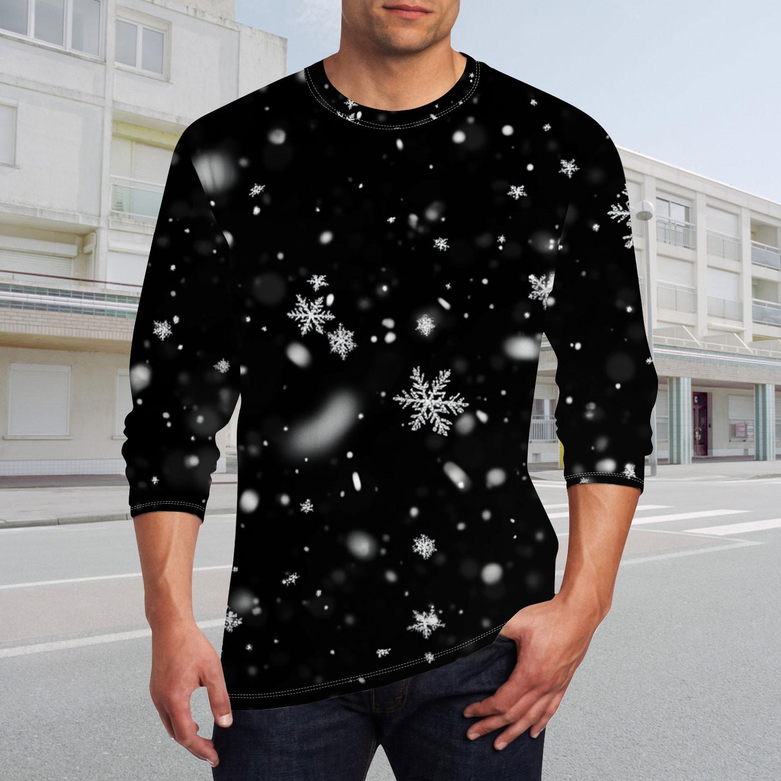 Муж Футболка Круглый вырез Одежда Одежда На открытом воздухе Длинный рукав С принтом Модельер Винтаж L чёрный 1479₽