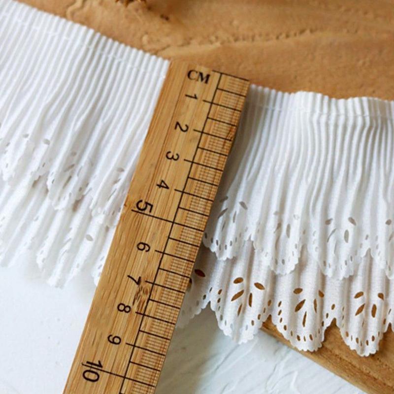 1/2Yard Dress Pleated Polyester Clothing Accessories Lace DIY Hollow Fabric Double Layer Trim Collar