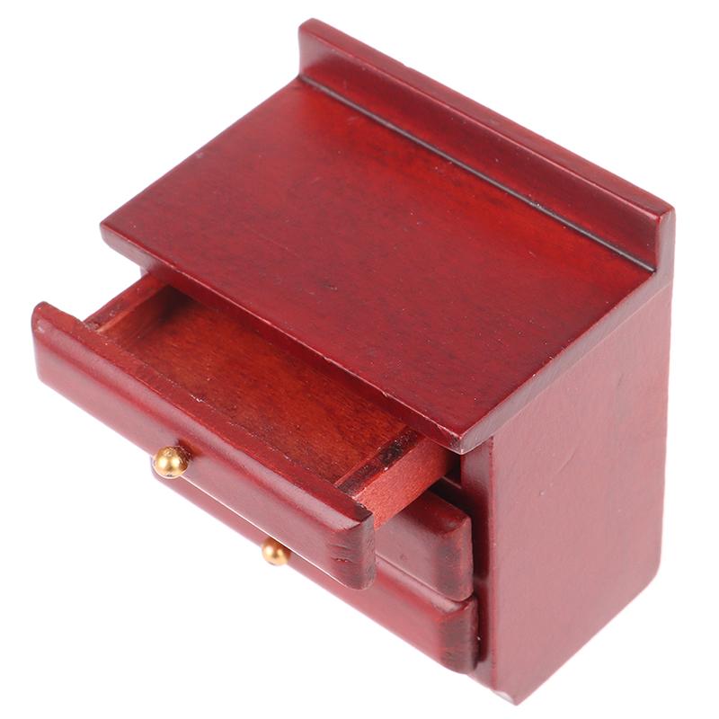 1/12 Dollhouse Miniature Wooden Bedside Cabinet Model Furniture Accessories