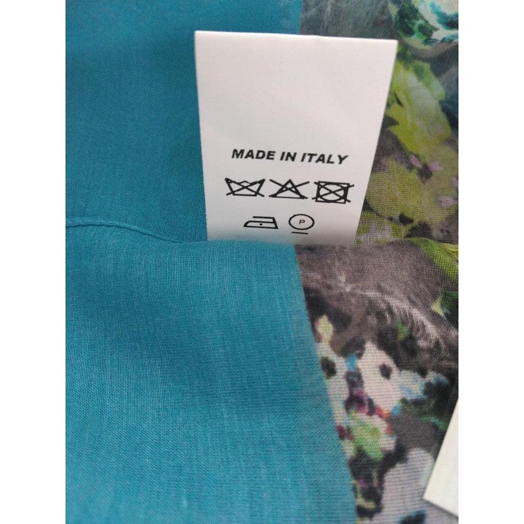 Used Made In Italy Cotton Silk Chiffon Scarf Blue