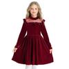 2026 ruffle edge long sleeve dress princess christmas costume party performance clothes children's dress girls mesh yarn