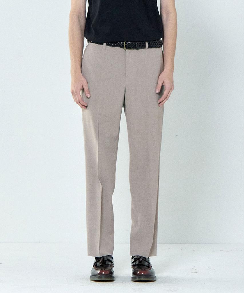 BASIC HOUSE Linen-Like Tapered Fit Slacks Beige Lzpt3104