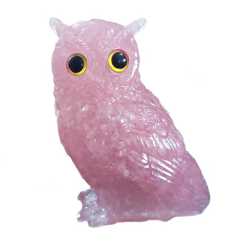 Crystal Owl Ornament - Imitation Jade Animal Desktop Decor Gift