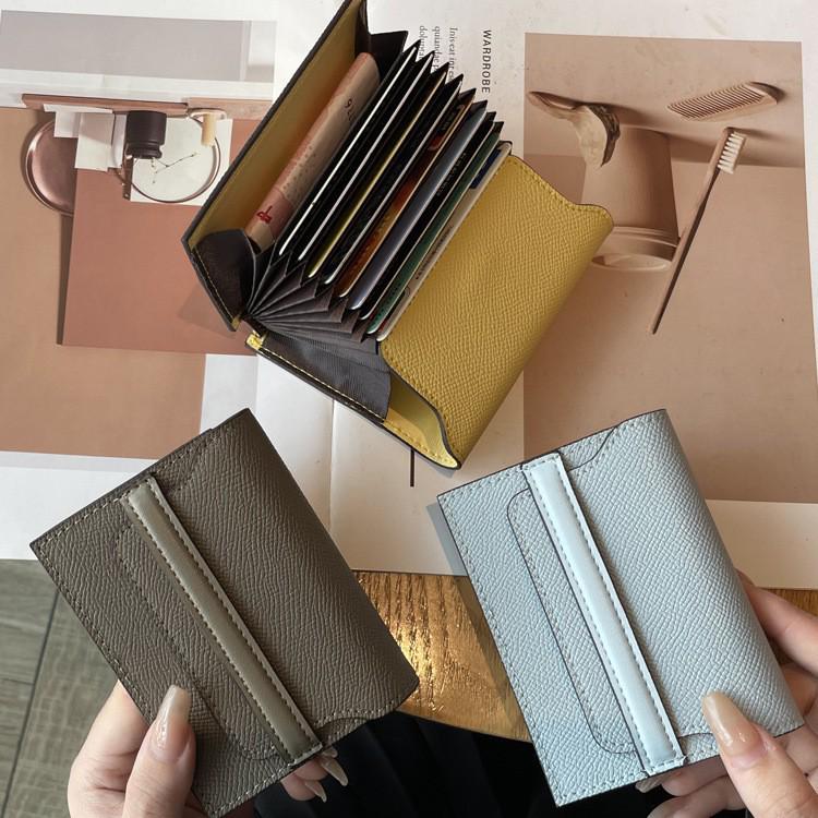 Portofel de damă din piele naturală - Capacitate mare, Sloturi pentru carduri multiple, Culoare solidă, Portofel elegant și compact