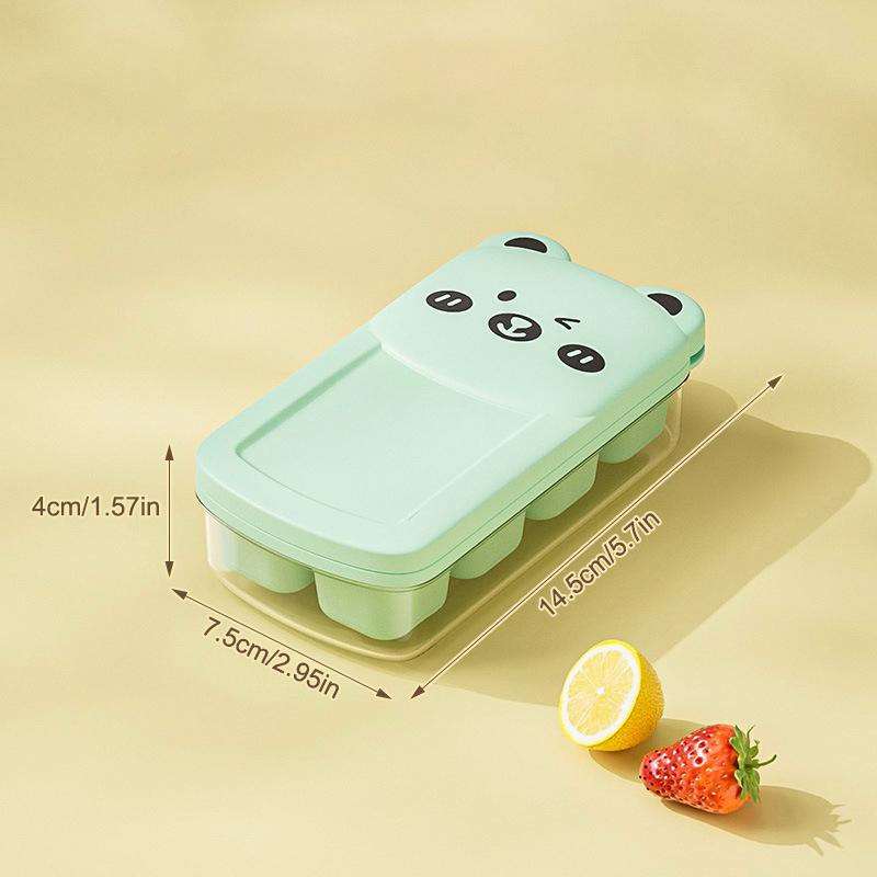 Små Isbitsformar med Lock och Behållare, 8 Isbitar Var, Lätta att Ta Ut och Stapelbara, Isbitsform för Minikyl, för Kaffe, Citron