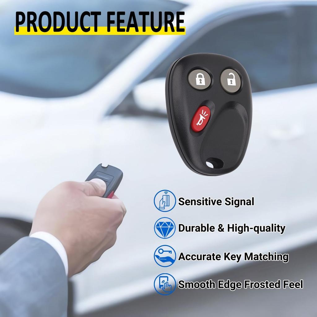 Keyless Entry Remote Key Fob Compatible with Chevy Tahoe Suburban Silverado Avalanche, GMC Sierra Yukon, Cadillac Escalade, Hummer H2 2003 2004 2005