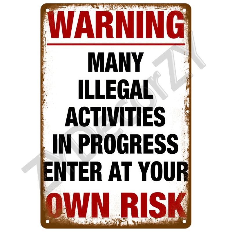 Metal Sign For Bar Pub Garage Cafe Club Man Cave Home Wall Decor Mural Plate Art Caution Tin Sign Warning Vintage Metal Plaque