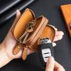 New Leather Double-layer Car Key Bag, First-layer Cowhide Car Key Protection Leather Case, Household Key Bag.