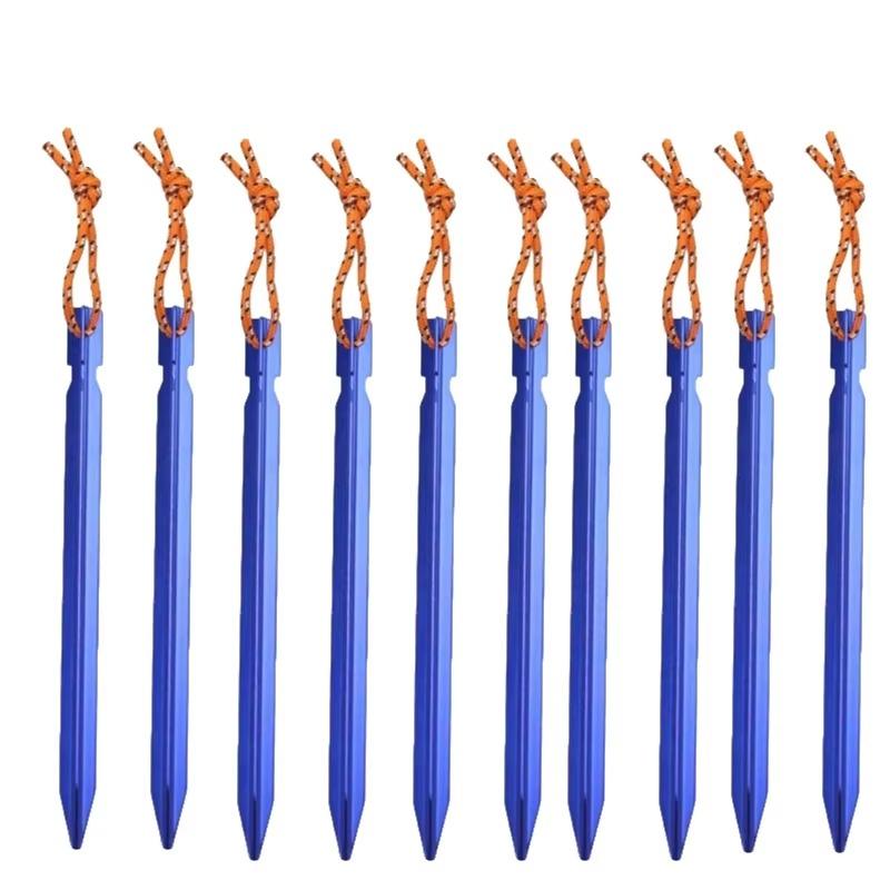 10pcs 18cm Aluminum Alloy Tent Pegs Canopy Stakes Ground Nails With Cord For Outdoor Camping Backpacking Hiking Garden Gear