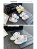 2025 Autumn Girls' Skate Shoes: Soft Sole, Non-Slip, Cartoon Design, Casual White.