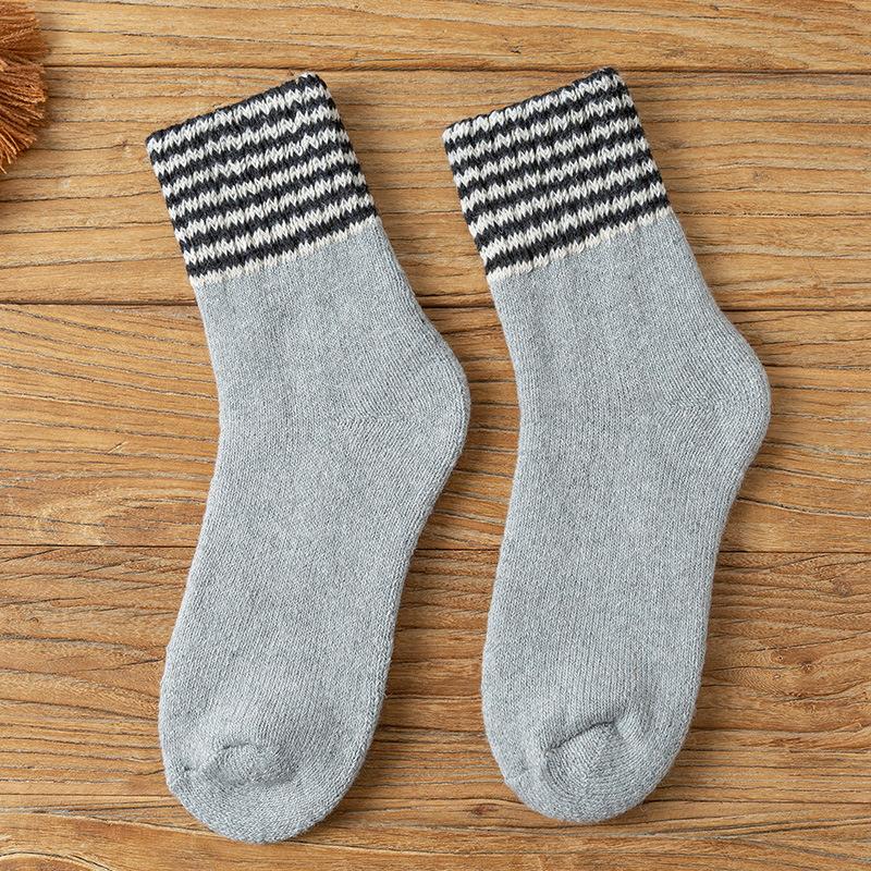 Chaussettes Super Épaisses pour Femme Hiver Mi-mollet Chaussettes en Laine, Épaissies et Molletonnées Chaudes Chaussettes Longues pour Femme, Chaussettes Noires Amples en Coton Cachemire