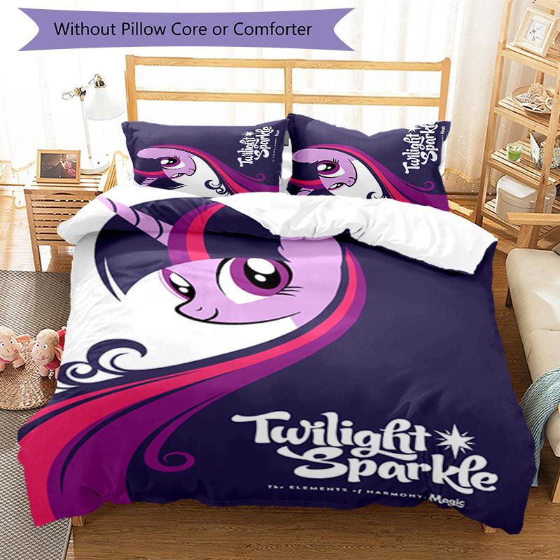 Twilight Sparkle 3pcs Bedding Set Duvet Cover Closure Includes 1 Duvet Cover & 2 Pillowcases for All Seasons Bedroom Home Dorm Decor