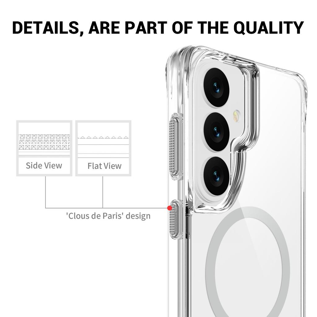 For Samsung Galaxy S26 Ultra Magnetic Case Kickstand Shockproof PC + TPU Clear Phone Cover