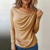 Asymmetrisches Langarm-Shirt-Oberteil mit Kragen für Damen