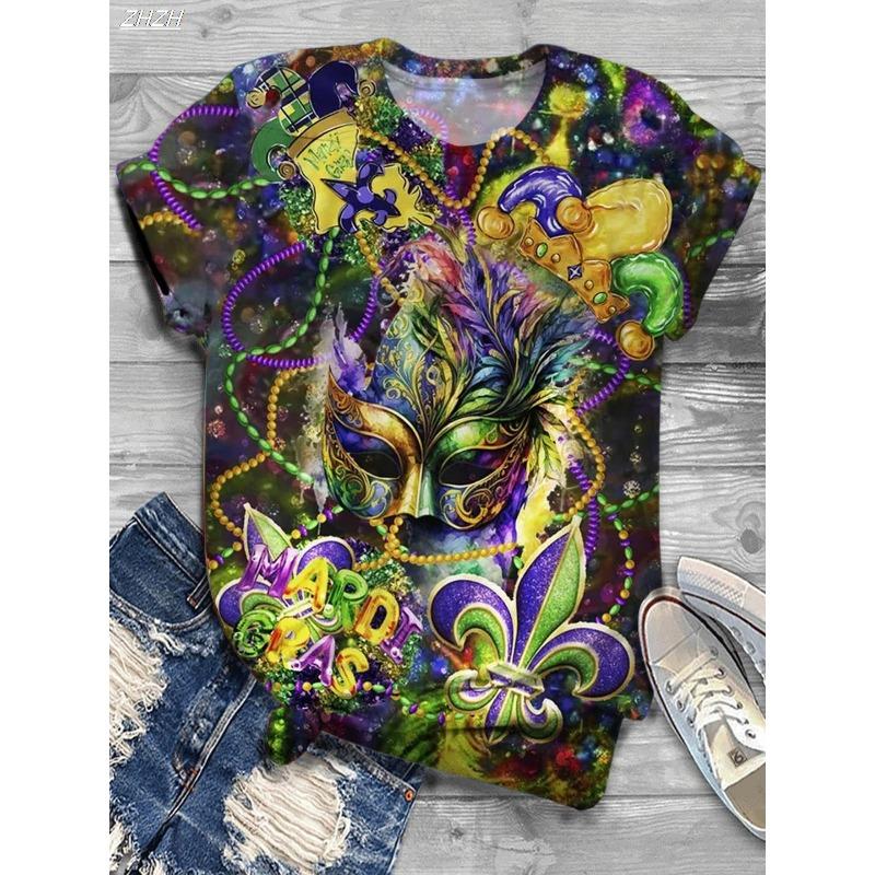 

Carnival Women s T Shirt Floral Vintage Stylish Classic Short Sleeve Crew Neck Regular Tops Daily Print T-Shirts XL