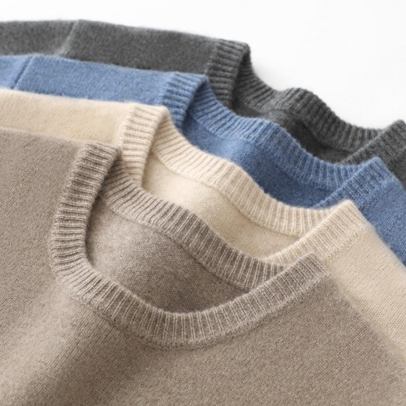 Winter Cashmere Shirt Men'S Thickened Crew Neck Sweater Simple Casual Warm Men'S Wool Knitted Bottoming Shirt