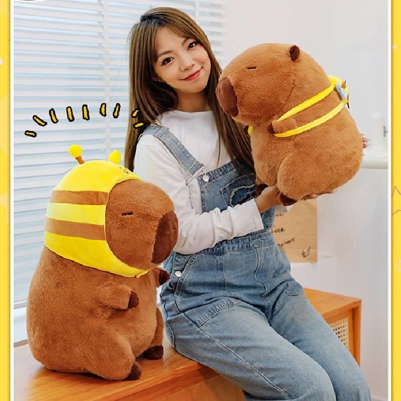 Plush Capybara Bee Toy Cartoon Stuffed Doll Living Room Decoration Gift Kids