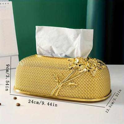 Luxury Rose Tissue Box for Home Living Room Restaurant Coffee Table Desktop Storage Light High Value Tissue Box