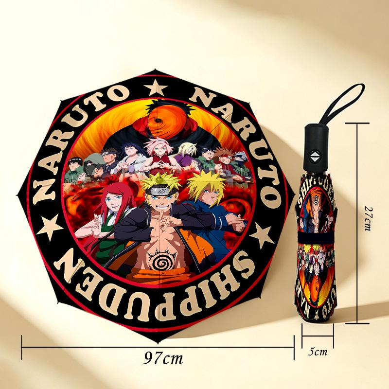 Naruto World 8 Ribs 3Fold Black Glue Uv Protection Umbrella Sun Protection Rainproof Compact Folding Umbrella For Travel Daily Use C923244