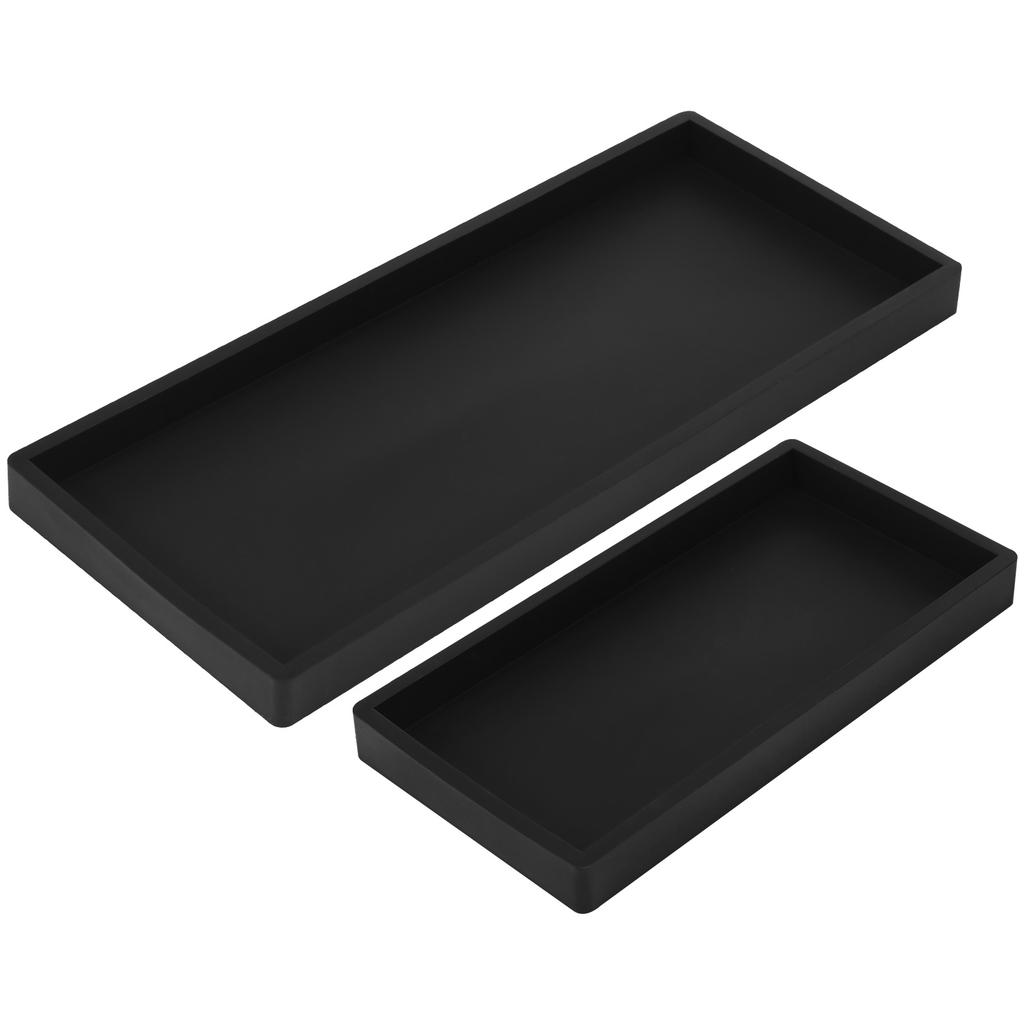 2Pcs Bathroom Vanity Tray Silicone Bathroom Tray for Counter Perfume Key Trinket Ring Tray Decor Soap Dispenser Countertop Tray