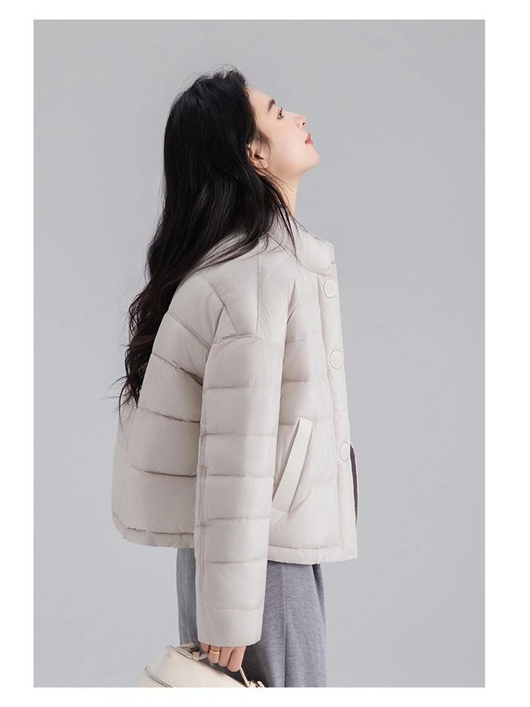 Women’s Short Quilted Stand Collar Windproof Warm Winter Jacket