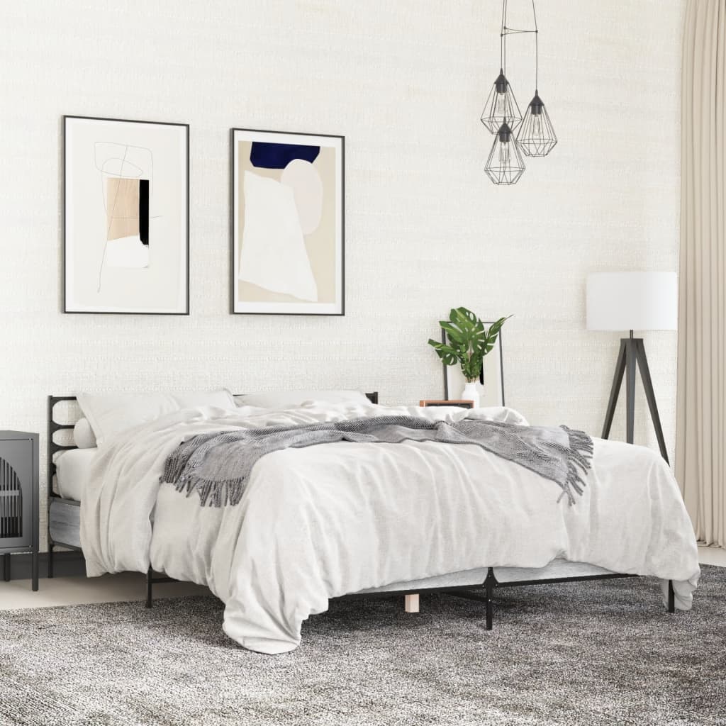 Bed Frame Gray Sonoma 120x200 cm Particleboard and Metal
