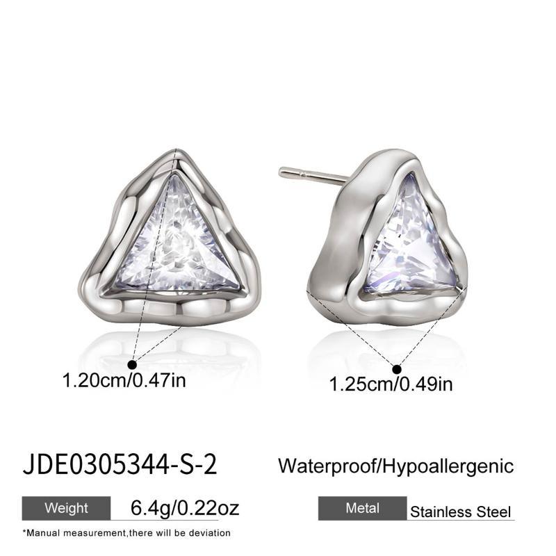 Geometric Zircon Waterproof Stud Earrings for Women High Quality Stainless Steel Non-Irritating Jewelry for Club Wear