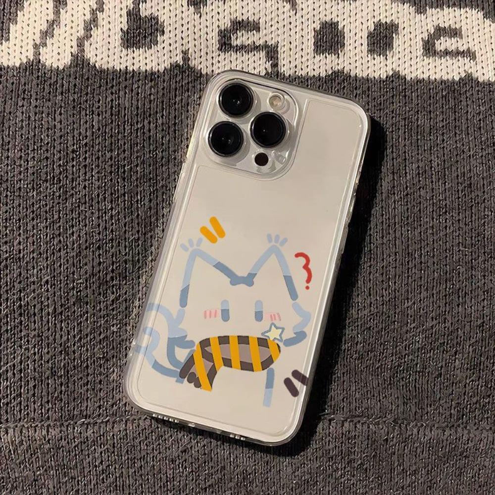 Cute Cartoon Kitten Phone Case for IPhone 16 15 14 17 Pro 13 12 11 Max 15 14 16 Plus Shockproof Transparent Soft Silicone Cover