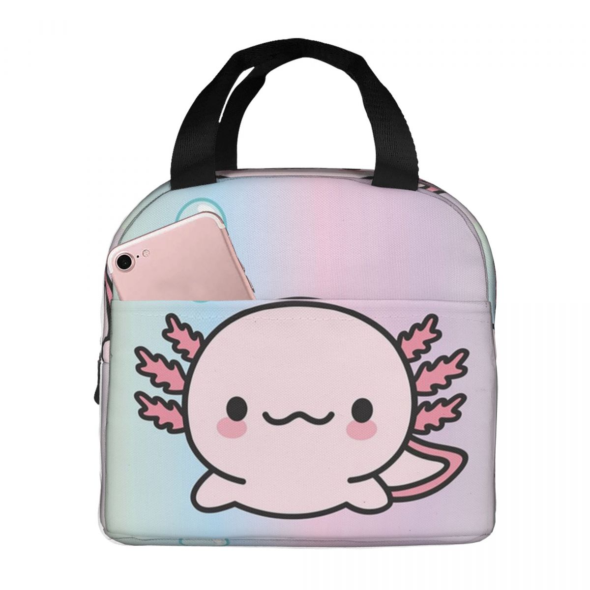 Cute Axolotl Insulated Lunch Bag for Women Children Portable Food Boxes Thermal Lunch Box Tote One Size