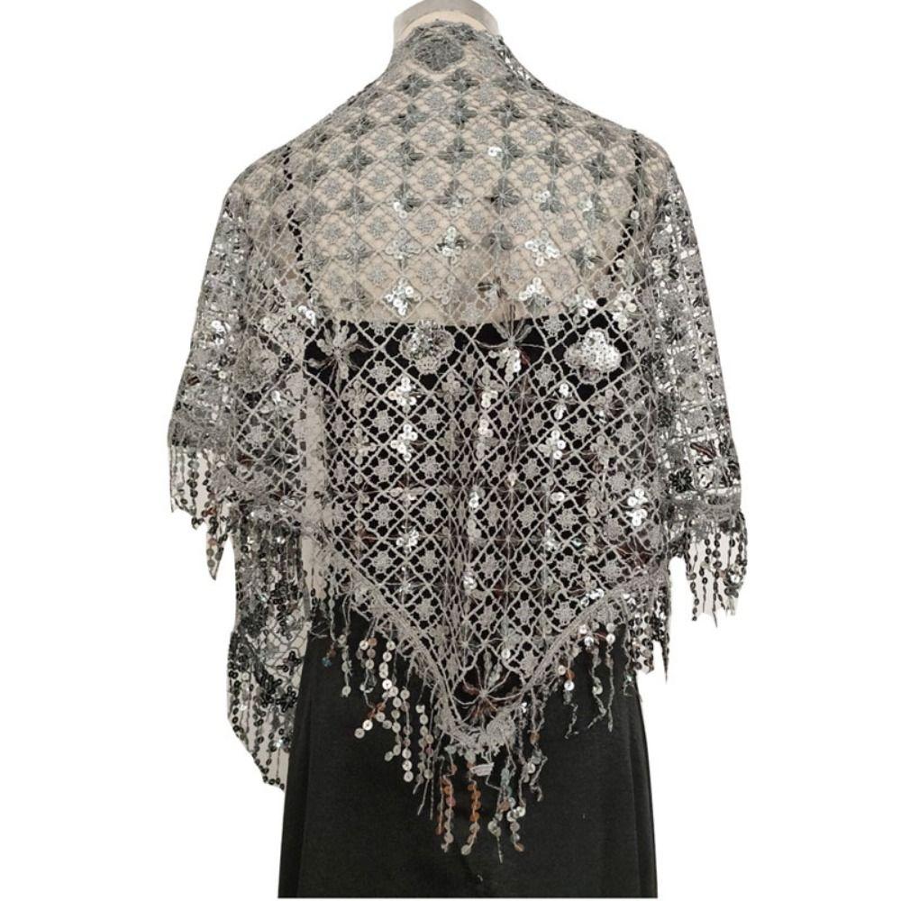 Sequins Sequins Tassel Shawls Tassels Belly Dancing Scarf Triangle Shawl  Banquet Evening Dresses